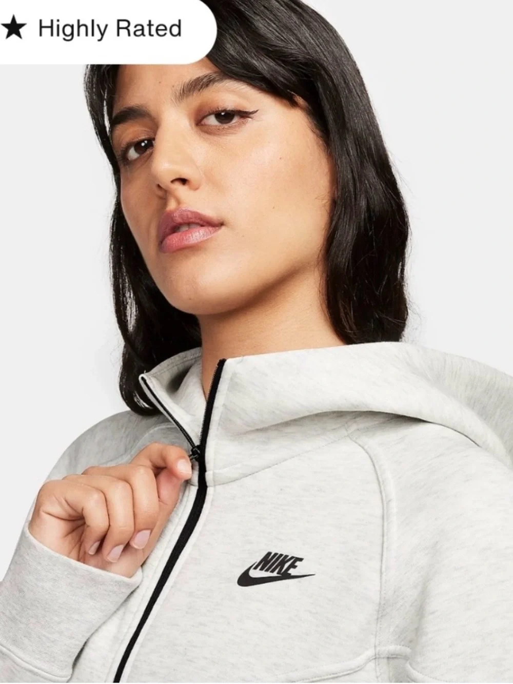EUC Nike Women's Light Gray Nike Tech Full Zip Hoodie. Size large.
